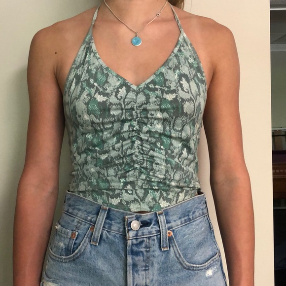 URBAN OUTFITTERS! Snakeskin tie halter top - Picture 4 of 5